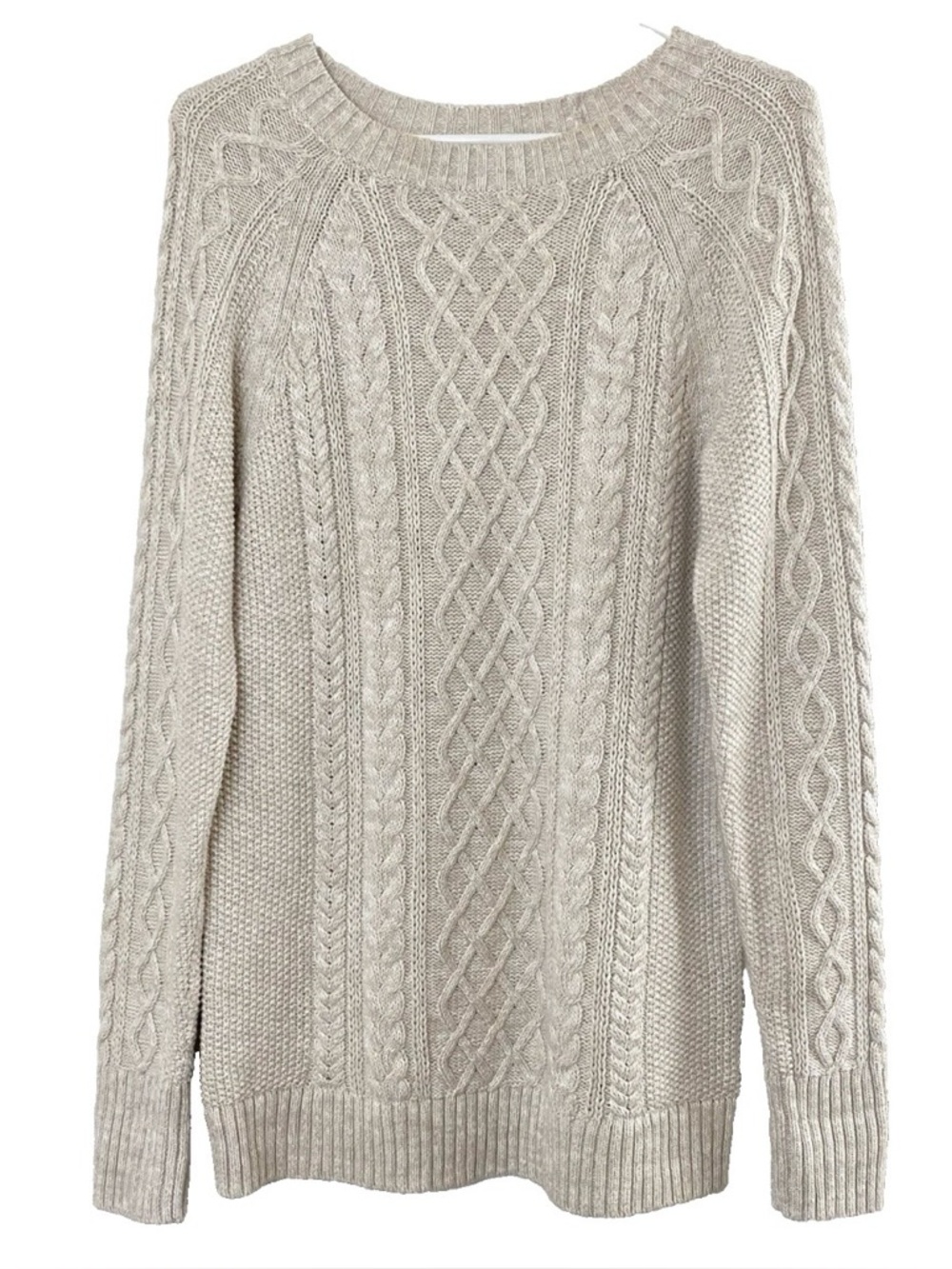 Gap Cable Knit Crewneck Sweater in Oatmeal - Small Tall